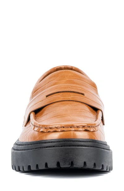 Shop Fashion To Figure Ilissa Croc Embossed Lug Sole Loafer In Cognac Croc