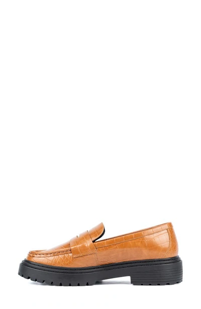 Shop Fashion To Figure Ilissa Croc Embossed Lug Sole Loafer In Cognac Croc
