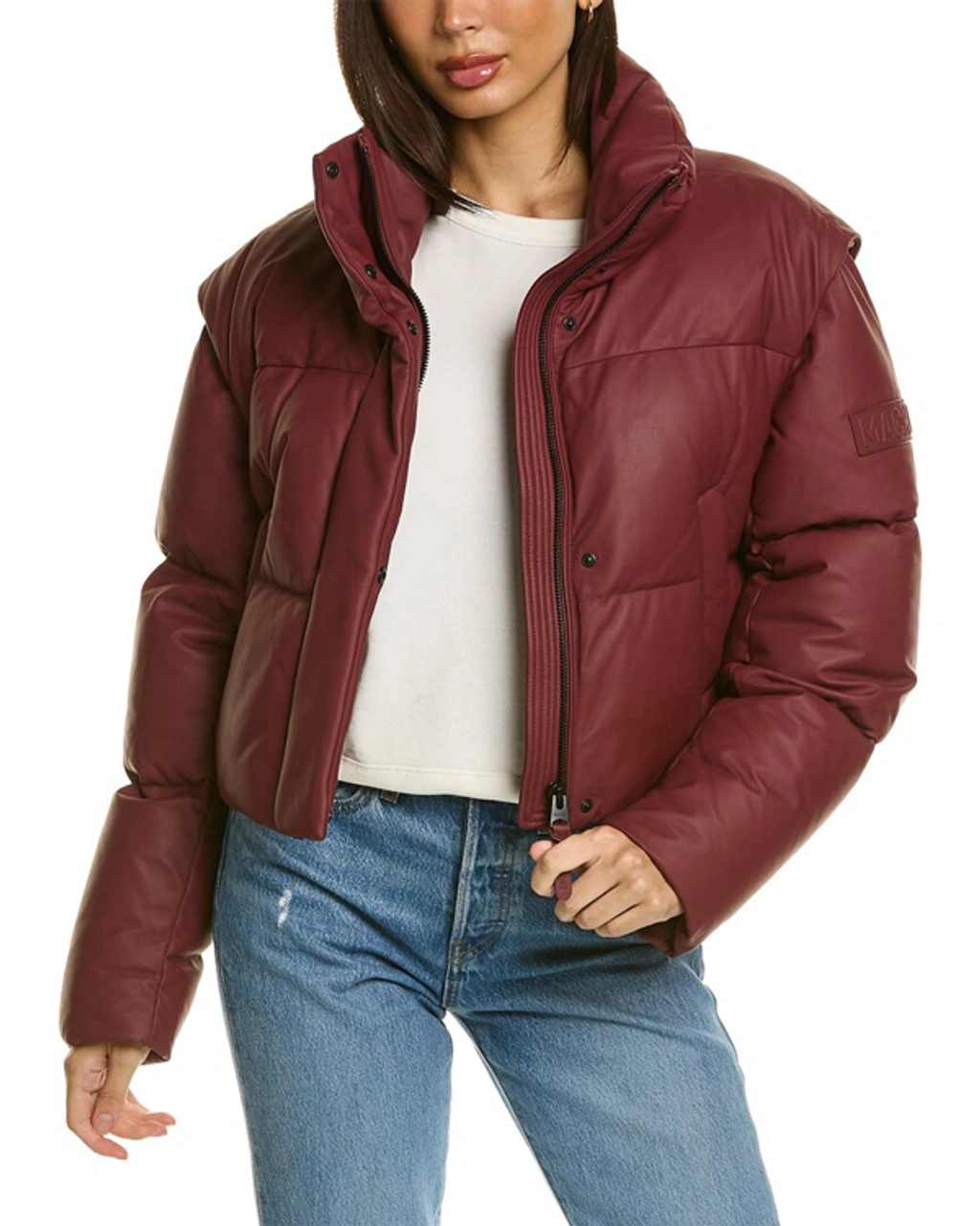 Mackage Bailey Convertible Leather Puffer Jacket In Red | ModeSens