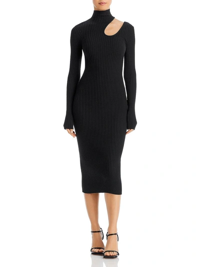 Shop Anine Bing Victoria Womens Ribbed Midi Sweaterdress In Black