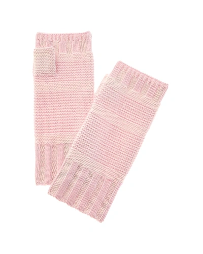 Shop Forte Cashmere Plaited Colorblocked Cashmere Texting Gloves In Pink