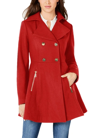 Shop Laundry By Shelli Segal Womens Wool Blend Midi Pea Coat In Red