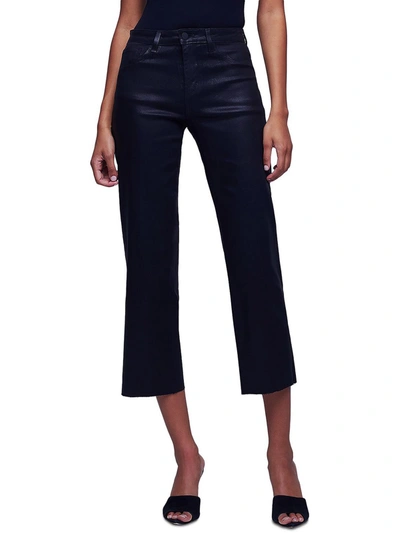 Shop L Agence Wanda Womens High Rise Cropped Wide Leg Jeans In Black