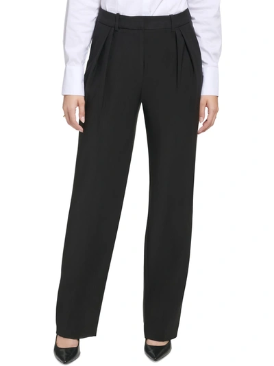 Shop Calvin Klein Womens Wide Leg High Waist Dress Pants In Black