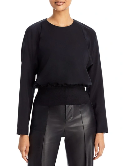 Shop Lafayette 148 Womens Silk Long Sleeve Blouse In Black