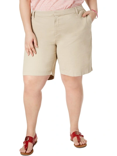Shop Tommy Hilfiger Plus Hollywood Womens Mid-rise Business Khaki, Chino Shorts In Green