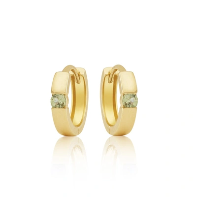 Max + Stone 14k White Or Yellow Gold Small 2.5mm Round Gemstone Huggie Hoop Earrings In Multi