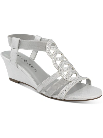 Shop Karen Scott Denicee Womens Open Toe Ankle Strap Wedge Sandals In Silver
