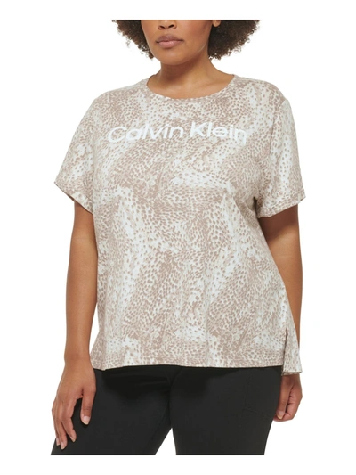 Shop Calvin Klein Performance Womens Logo Crewneck T-shirt In Multi