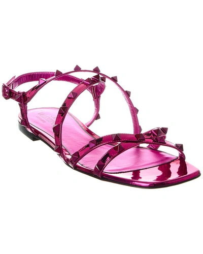 Shop Valentino Rockstud Leather Sandal In Pink