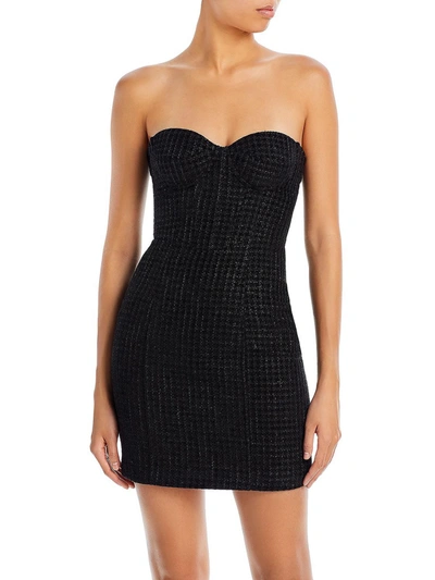 Shop Aqua Womens Tweed Strapless Mini Dress In Black