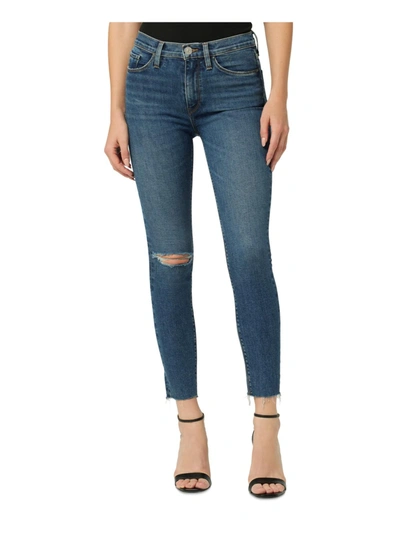 Shop Hudson Womens Distressed High Rise Skinny Jeans In Blue