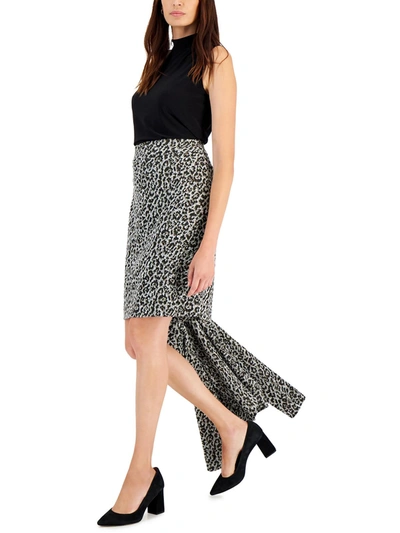 Shop Anne Klein Womens Animal Print Pull On Pencil Skirt In Multi
