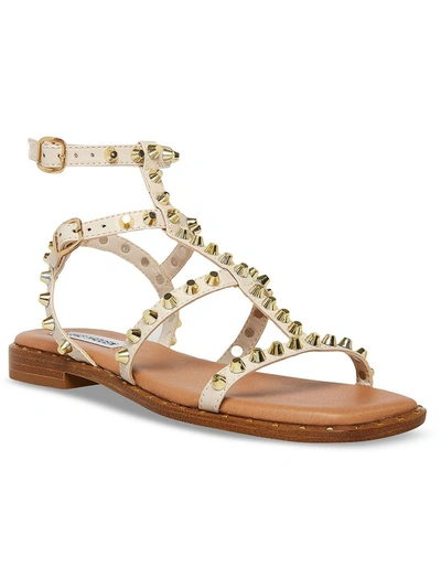 Shop Steve Madden Sunnie Womens Faux Leather Studded Slingback Sandals In Beige