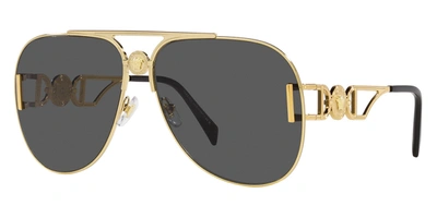 Shop Versace Unisex 63mm Sunglasses In Gold