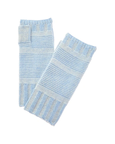 Shop Forte Cashmere Plaited Colorblocked Cashmere Texting Gloves In Blue