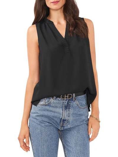 Shop Vince Camuto Womens Pleated V-neck Tank Top In Black