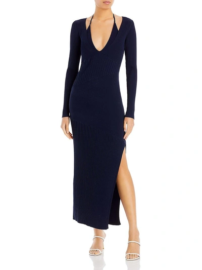 Shop Nicholas Aman Womens Halter Underlay Long Maxi Dress In Blue