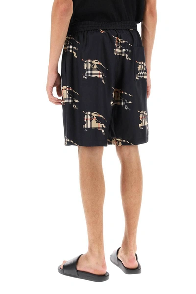 Burberry Ekd-print Elasticated Silk Shorts In Black