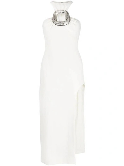 Shop David Koma Midi Dress With Buckle In White