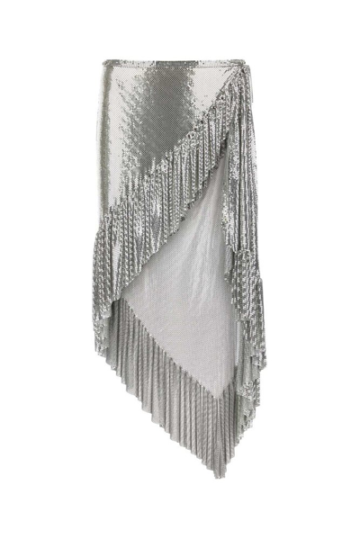 Shop Rabanne Paco  Ruffled Asymmetric Skirt In Silver
