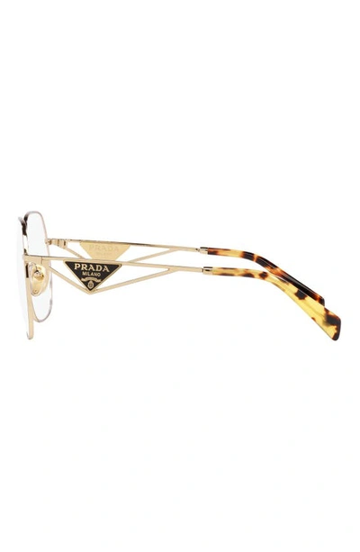 Shop Prada 56mm Square Optical Glasses In Light Gold
