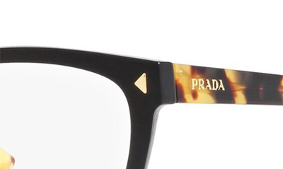 Prada 57mm Rectangular Optical Glasses In Matte Black