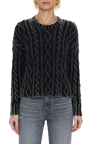 Shop Pistola Eva Rib Knit Frayed Edge Cotton Sweater In Sandwashed Black