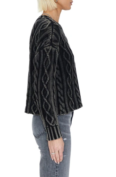 Shop Pistola Eva Rib Knit Frayed Edge Cotton Sweater In Sandwashed Black