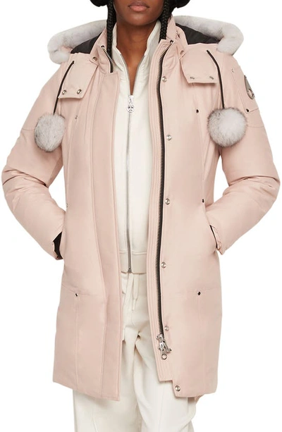 Shop Moose Knuckles Stirling Down Parka With Genuine Shearling Trim In Dusty Rose