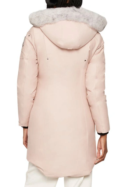 Shop Moose Knuckles Stirling Down Parka With Genuine Shearling Trim In Dusty Rose