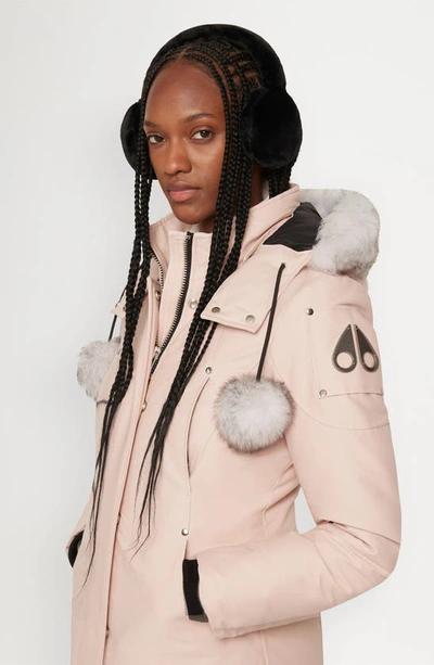 Shop Moose Knuckles Stirling Down Parka With Genuine Shearling Trim In Dusty Rose