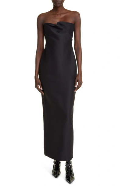 Shop The Row Bardon Strapless Virgin Wool & Silk Gown In Black