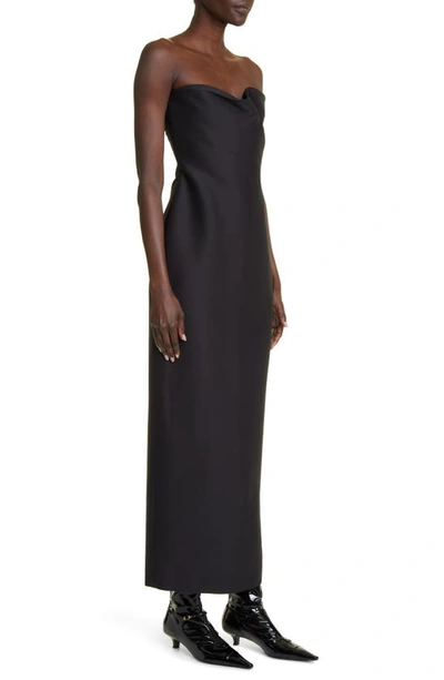 Shop The Row Bardon Strapless Virgin Wool & Silk Gown In Black