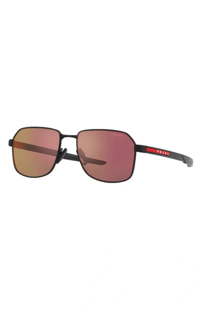 Shop Prada 57mm Rectangular Sunglasses In Dark Grey