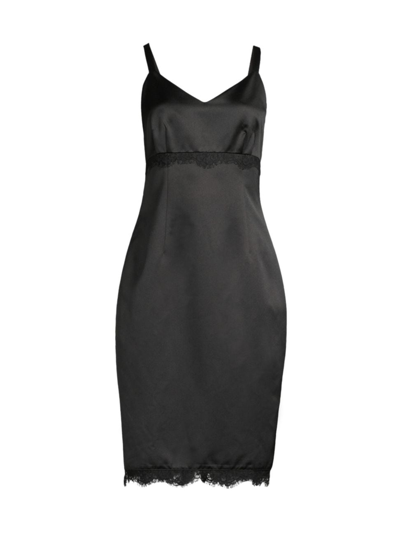 Shop Donna Karan Women's Heavy Metal Lace-embellished Satin Dress In Black