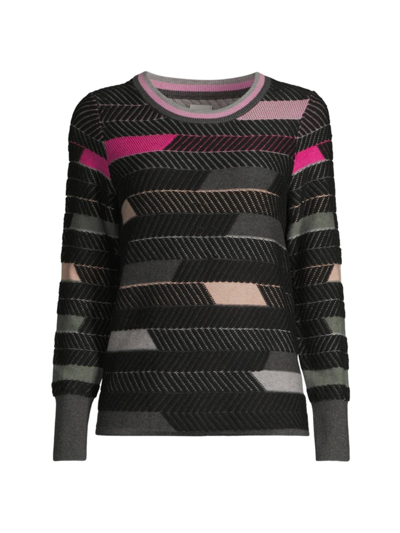 Shop Nic + Zoe Women's Shaded Stripes Cotton-blend Sweater In Pink Multi