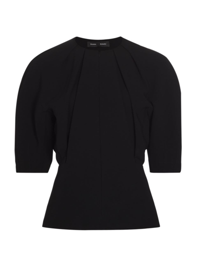 Shop Proenza Schouler Women's Crepe Front-zip Blouse In Black