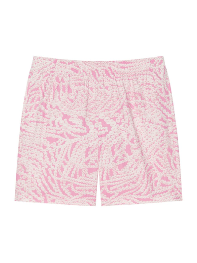 Shop Givenchy Men's Long Printed Swim Shorts In Pink White