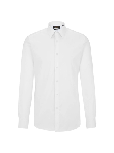 Shop Hugo Boss Men's Slim-fit Shirt In Poplin With Stretch In White