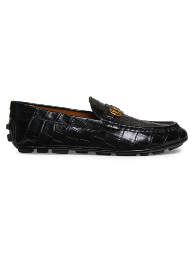 Shop Bally Men's Keeper Croc-embossed Leather Driving Loafers In Black
