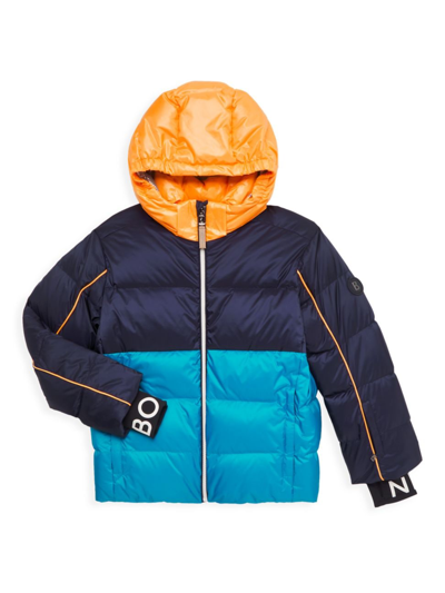 Shop Bogner Little Boy's & Boy's Fritz Colorblock Puffer Jacket In Midnight Blue