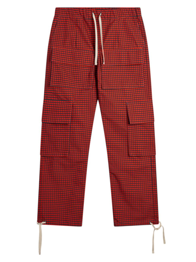 Shop Krost Men's Dotted Print Cargo Pants In Fiery Red