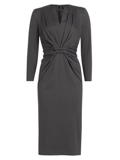 Shop Giorgio Armani Women's Tab Front Jersey Dress In Dark Grey