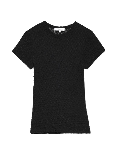 Shop Frame Women's Textured Mesh Baby T-shirt In Noir
