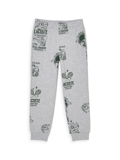 Shop Lacoste Little Kid's & Kid's Croc Print Joggers In Grey