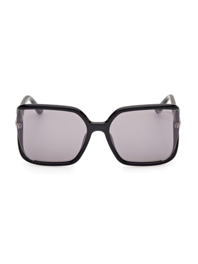 Shop Tom Ford Women's Solange-02 60mm Square Sunglasses In Black Smoke Mirror