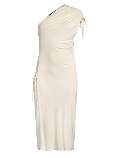 Shop Undra Celeste Women's Ruched One-shoulder Midi-dress In Cream