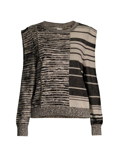 Shop Nic+zoe Petites Women's Mixed Musings Cotton-blend Sweater In Black Multi