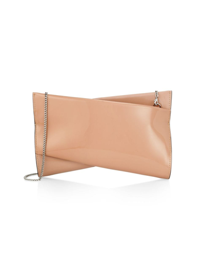 Shop Christian Louboutin Women's Small Loubitwist Patent Leather Clutch-on-chain In Blush